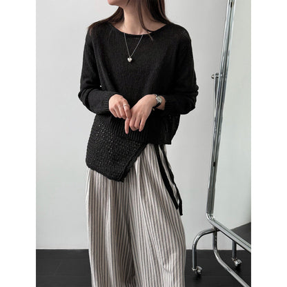 Lazy design texture with fart curtain knitted set 26 spring high-end top