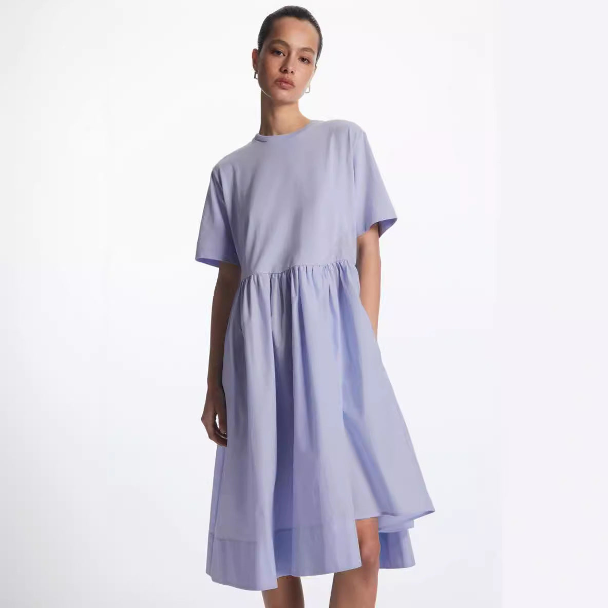 Short Sleeve Casual Edition Stitching Irregular Dress