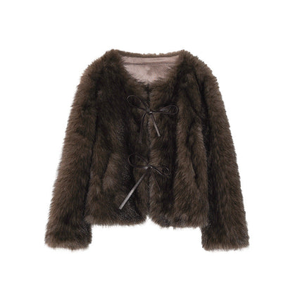 Imitation fur thickened warm fur integrated plush jacket