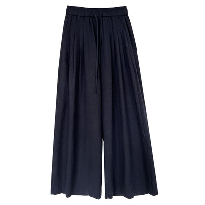 Japanese Yamamoto Pants Versatile Casual Skinny Wide Leg Pants Women's Summer Commuter Tencel Ramie Pants Thin