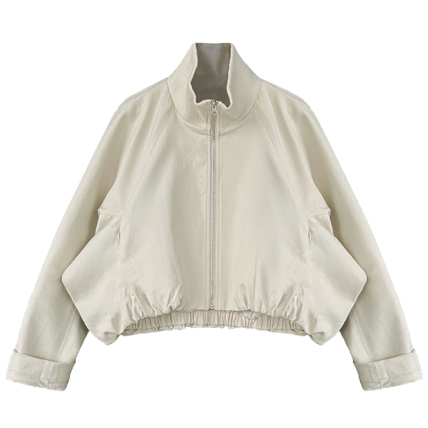 Korean stand-up collar threaded splicing short jacket women's spring new thin splicing high-end jacket