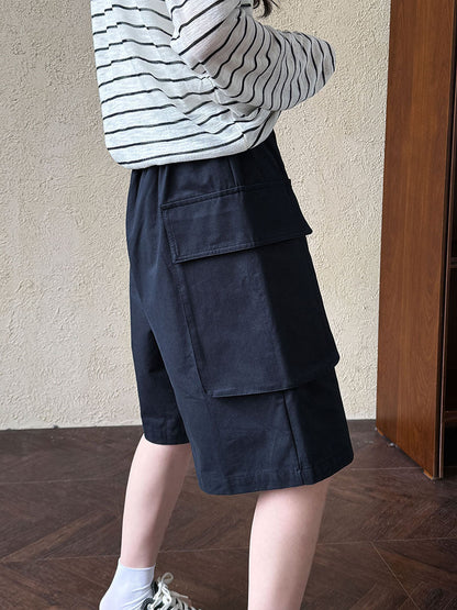 Japanese stylecasualworkwear style shorts ins women's summernew arrival hong kong style loosehalf lengthstraight-legshorts