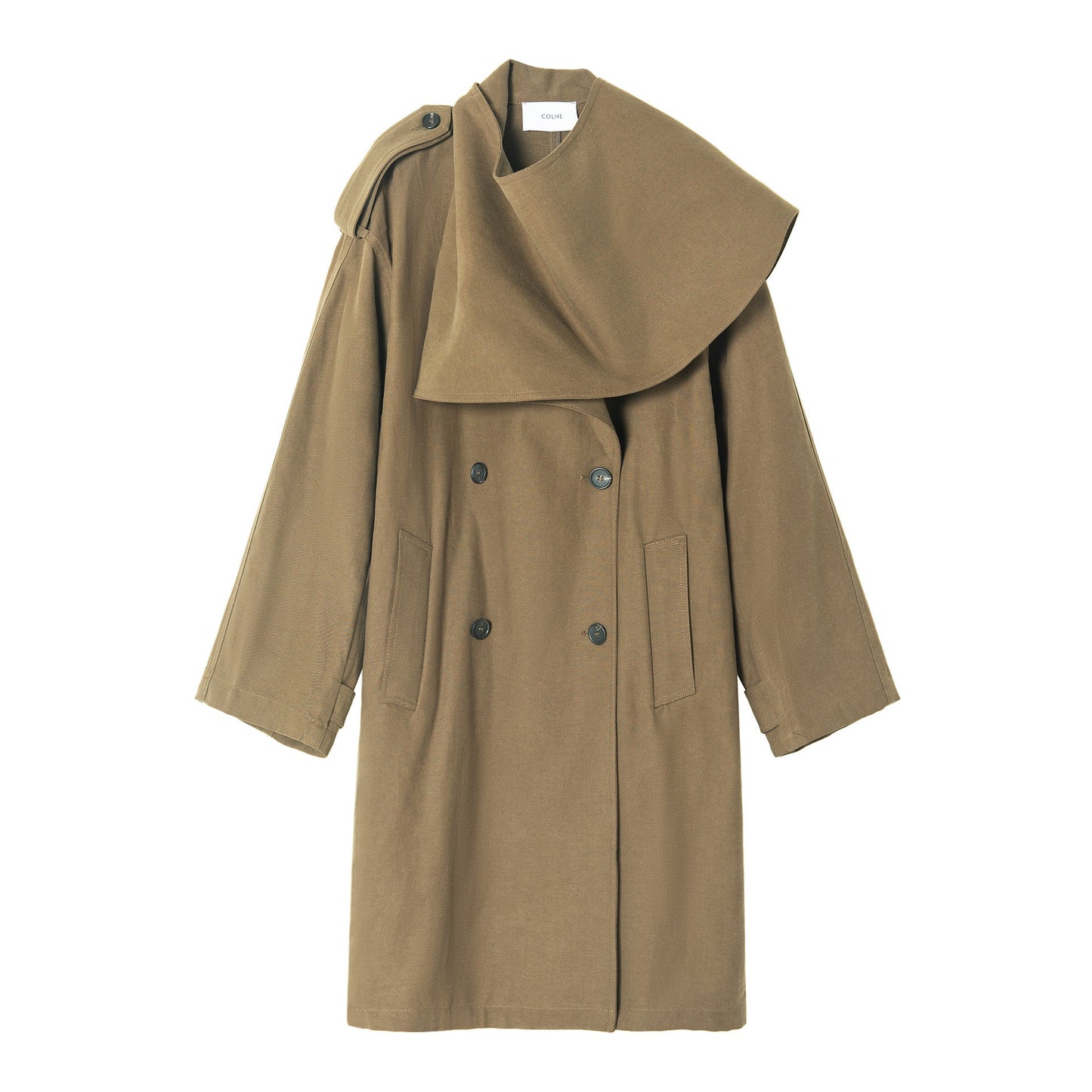 Spring new Tencel linen scarf collar cotton and linen blended large profile trench coat