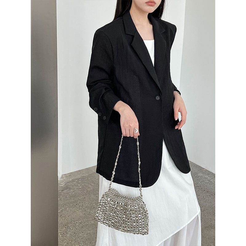 Imitation linen Japanese casual one-button blazer women's summer new light and thin sunscreen top