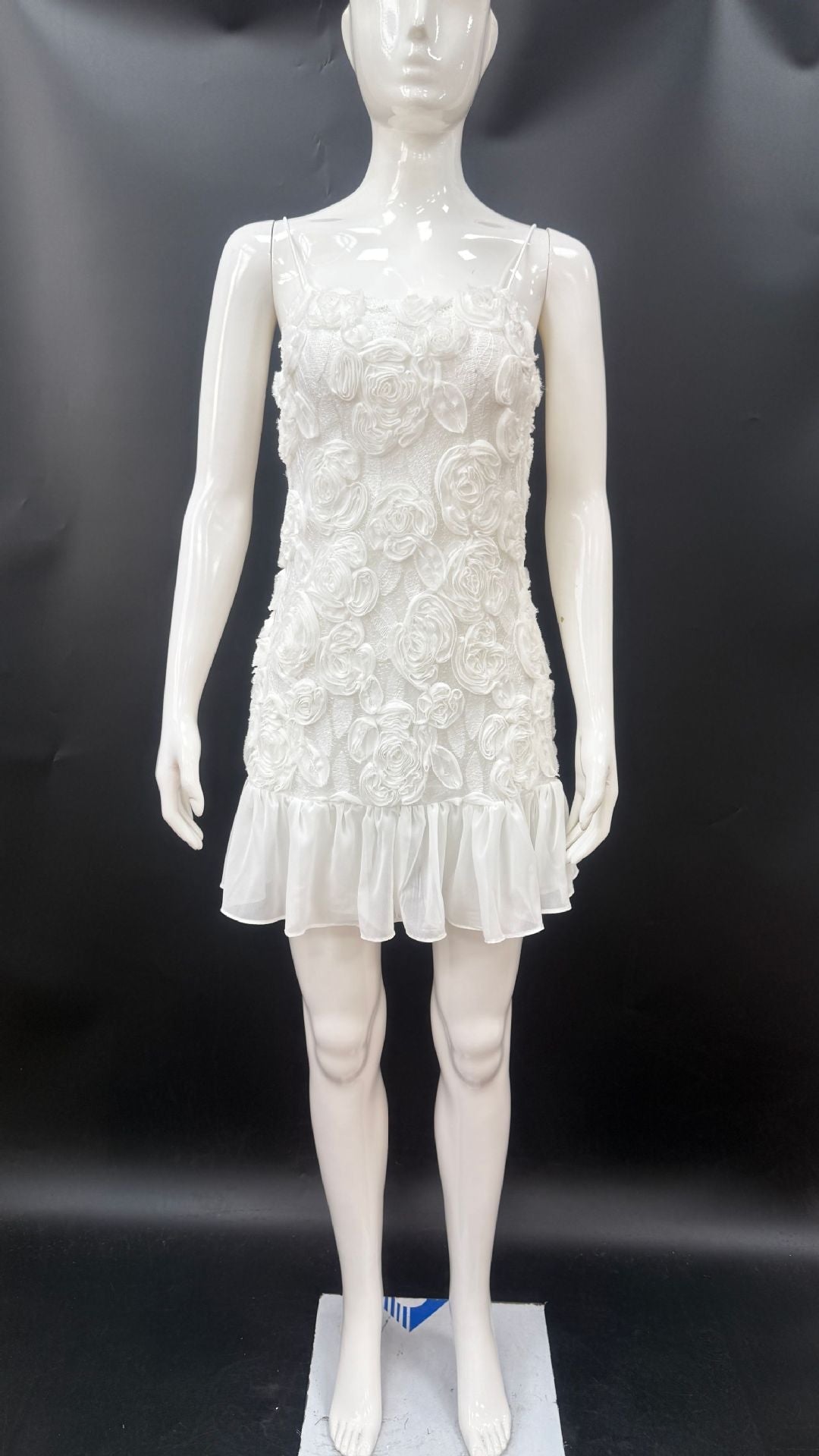 Women's summer new fashion ins wind chiffon short skirt three-dimensional flower splicing suspender dress