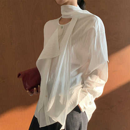 Lazy drape thin long-sleeved shirt