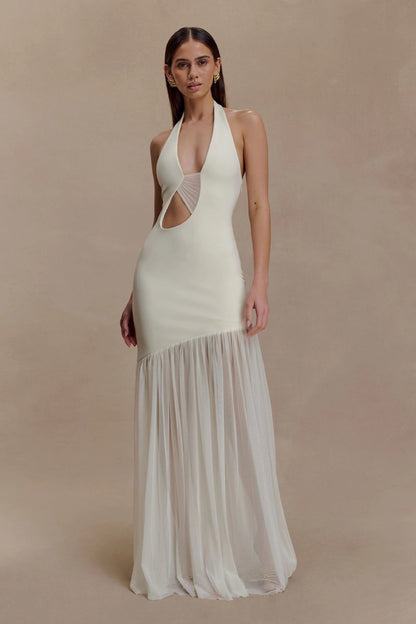 Fashion yarn hollow mesh neck hip skirt backless sexy hottie dress