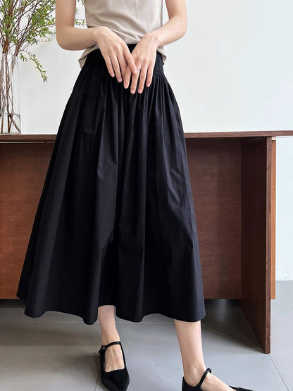 Pink high waist temperament design sense pleated big pendulum A-shaped skirt medium and long sweet umbrella skirt women