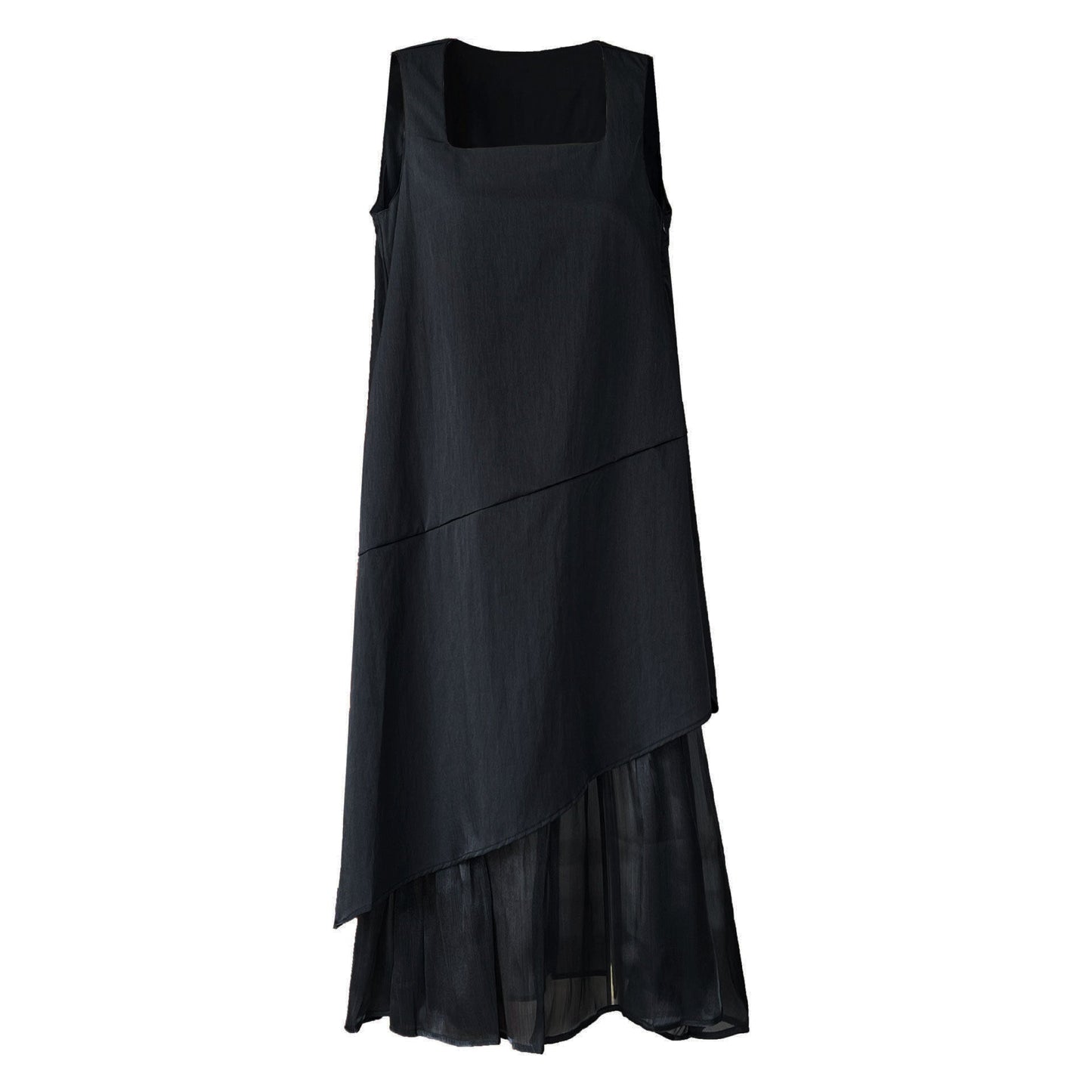 Design sleeveless organza patchwork mermaid dress summer Korean fake two-piece sundress