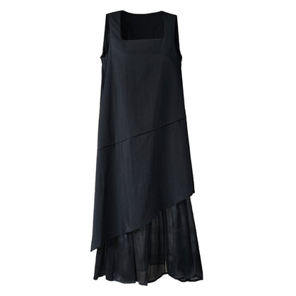 Design sleeveless organza patchwork mermaid dress summer Korean fake two-piece sundress