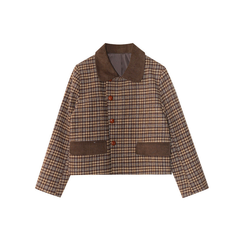 Premium Thousand Birds Plaid Lapel Jacket