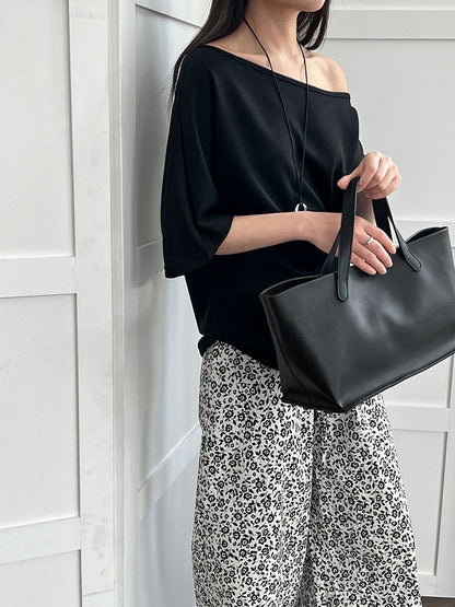 Lazy slanted shoulder loose short-sleeved women's summernew arrival off-shoulder asymmetrical waist slimming look t-shirt
