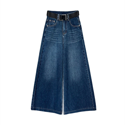 Korean wide-leg loose straight washed jeans women's autumn new lazy floor-mopping trousers