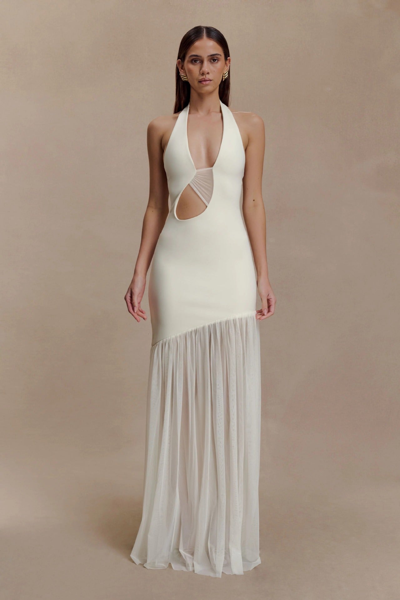 Fashion yarn hollow mesh neck hip skirt backless sexy hottie dress