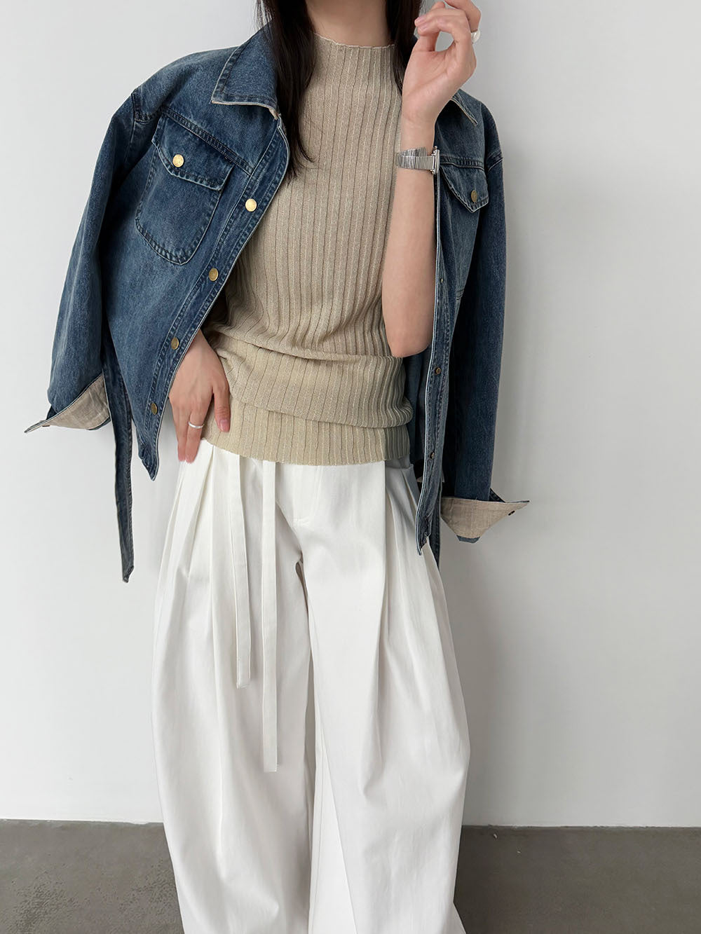 Semi-turtleneck simple sleeveless knitted vest women's 26 spring new slim-fit strap bottoming top