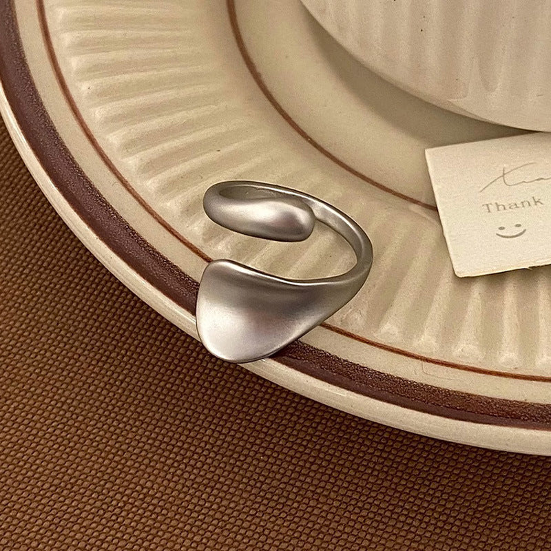 Matt gold open ring, female cold wind, simple niche design, unique index finger ring, retro ring.