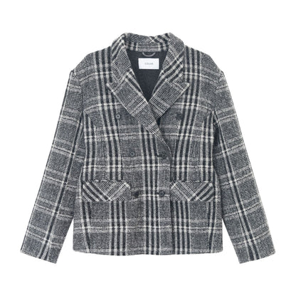 Winter design gun barred collar plaid bee waist double-sided wool suit
