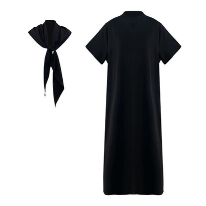 Casual simple shawl dress women's summer new lazy wind covering meat and showing thinness T-shirt long skirt