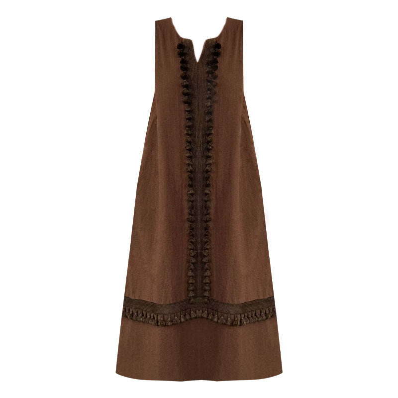 Korean style tassel trim v-neck dress - new summer collection: figure-flattering, age-defying cami dress