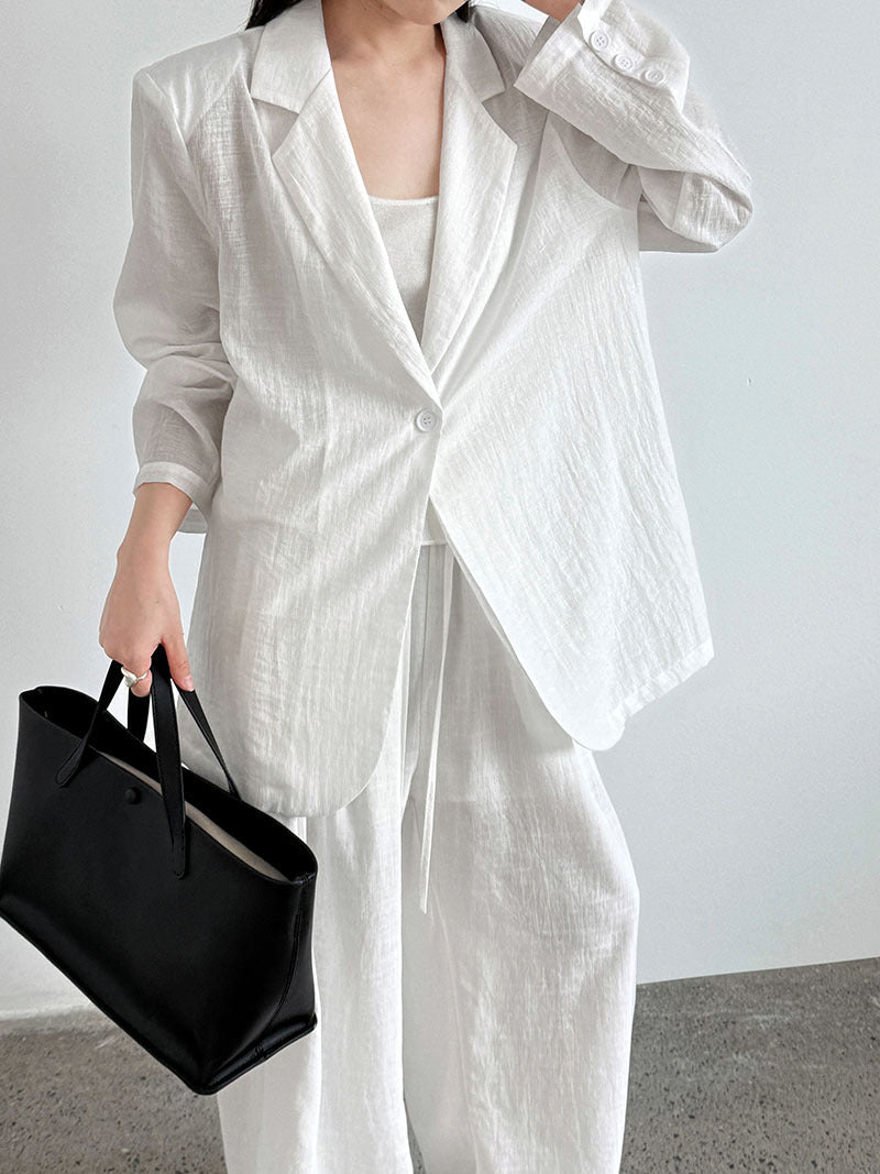 Imitation linen Japanese casual one-button blazer women's summer new light and thin sunscreen top