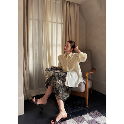 Early spring French celebrity stunning high waist temperament hollow lace skirt
