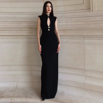 New hollow Spice Girl dress sexy sleeveless slim fit European and American suit hip wrap dress
