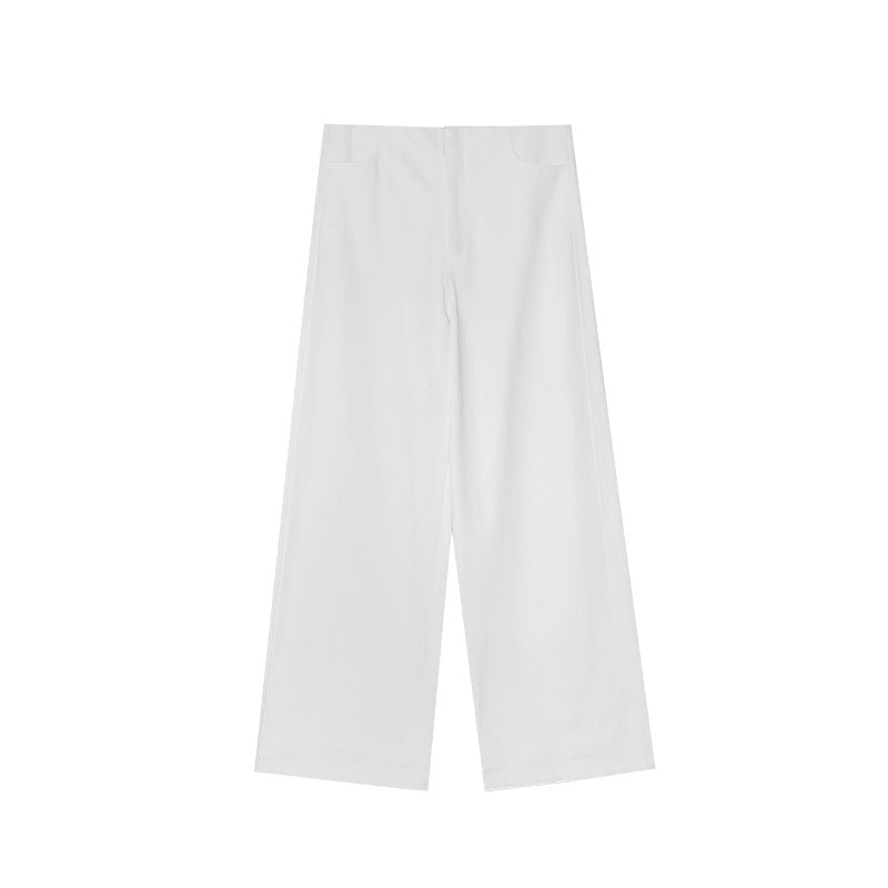 Spring and summer casual simple and versatile Tencel cotton loose wide-leg slacks