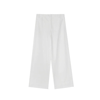 Spring and summer casual simple and versatile Tencel cotton loose wide-leg slacks