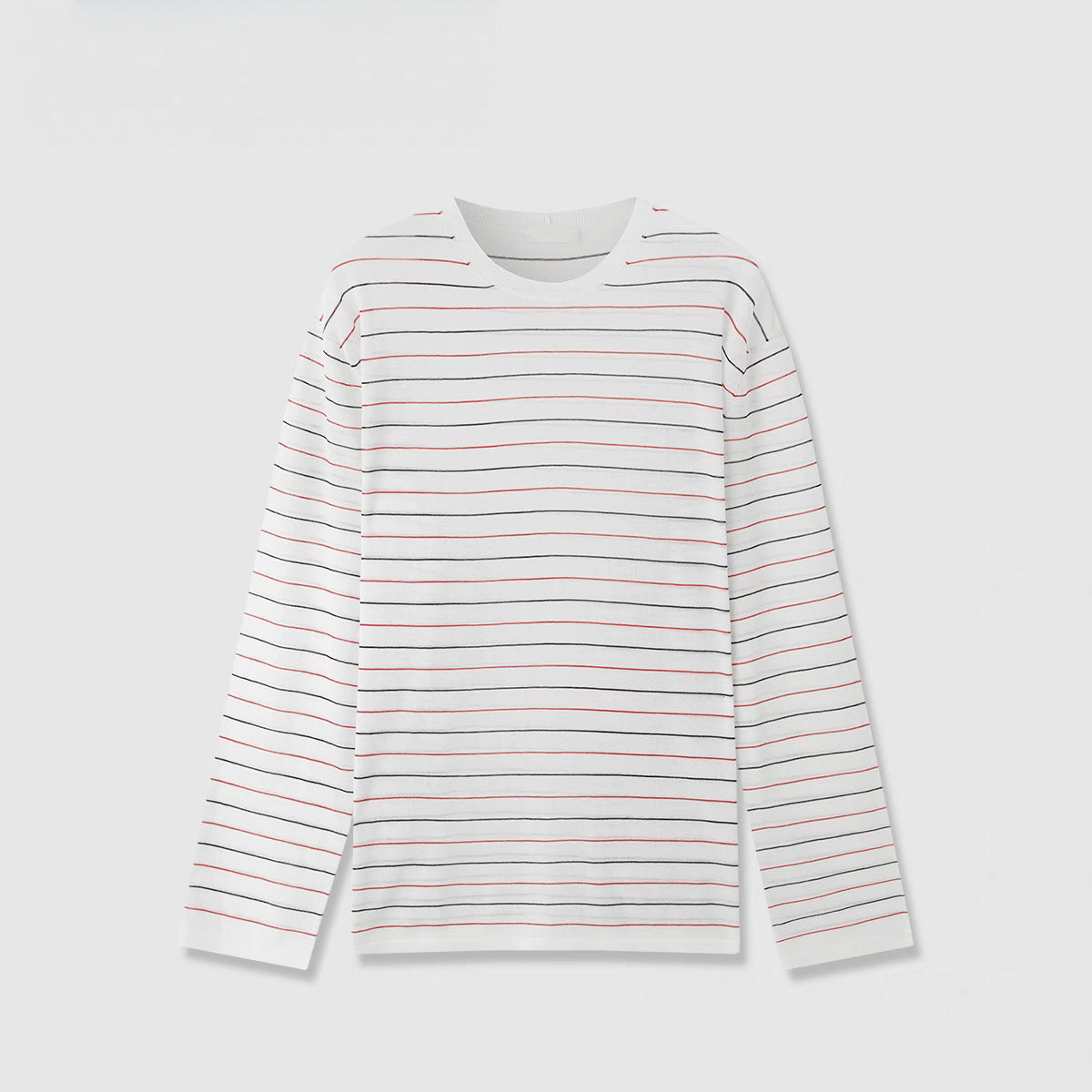 Striped Sweater Set Women Loose Fit Round Neck Long Sleeve Triacetate Cotton