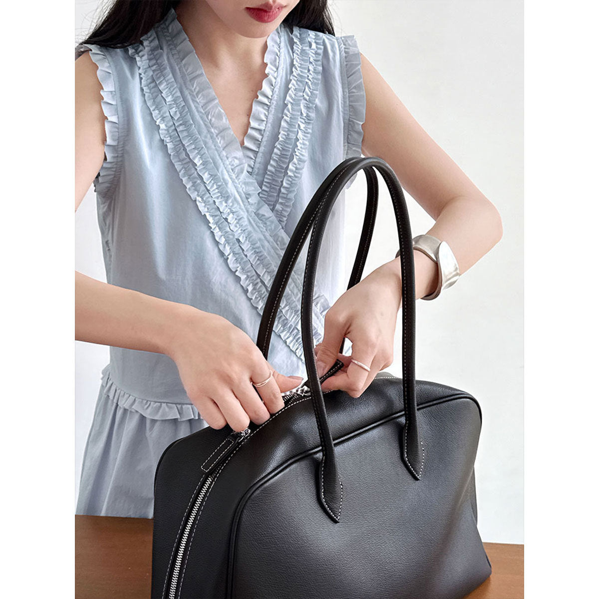 French oblique V-neck ruffle edge dress lace skirt women's spring new small fresh vest skirt