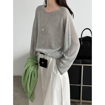 Korean gentle wind soft waxy skin-friendly crimped knitted sweater women's early spring new perspective top ss973