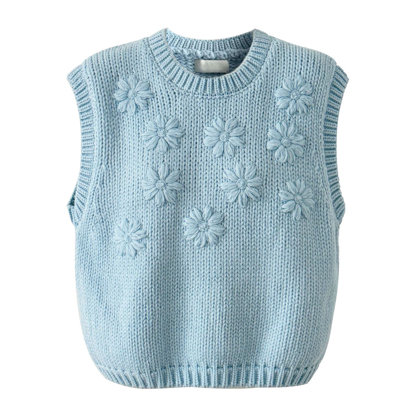 Three-dimensional flower knitted vest women's early spring Korean smart sense stacked wool vest top