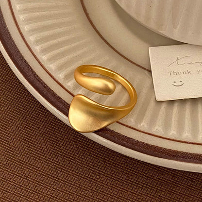 Matt gold open ring, female cold wind, simple niche design, unique index finger ring, retro ring.