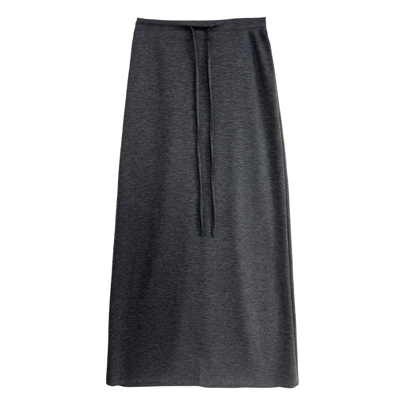 Korean version straight A-shaped skirt summer new high waist drawstring casual long dress hip umbrella skirt