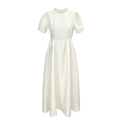 Satin dress women's waist temperament long dress