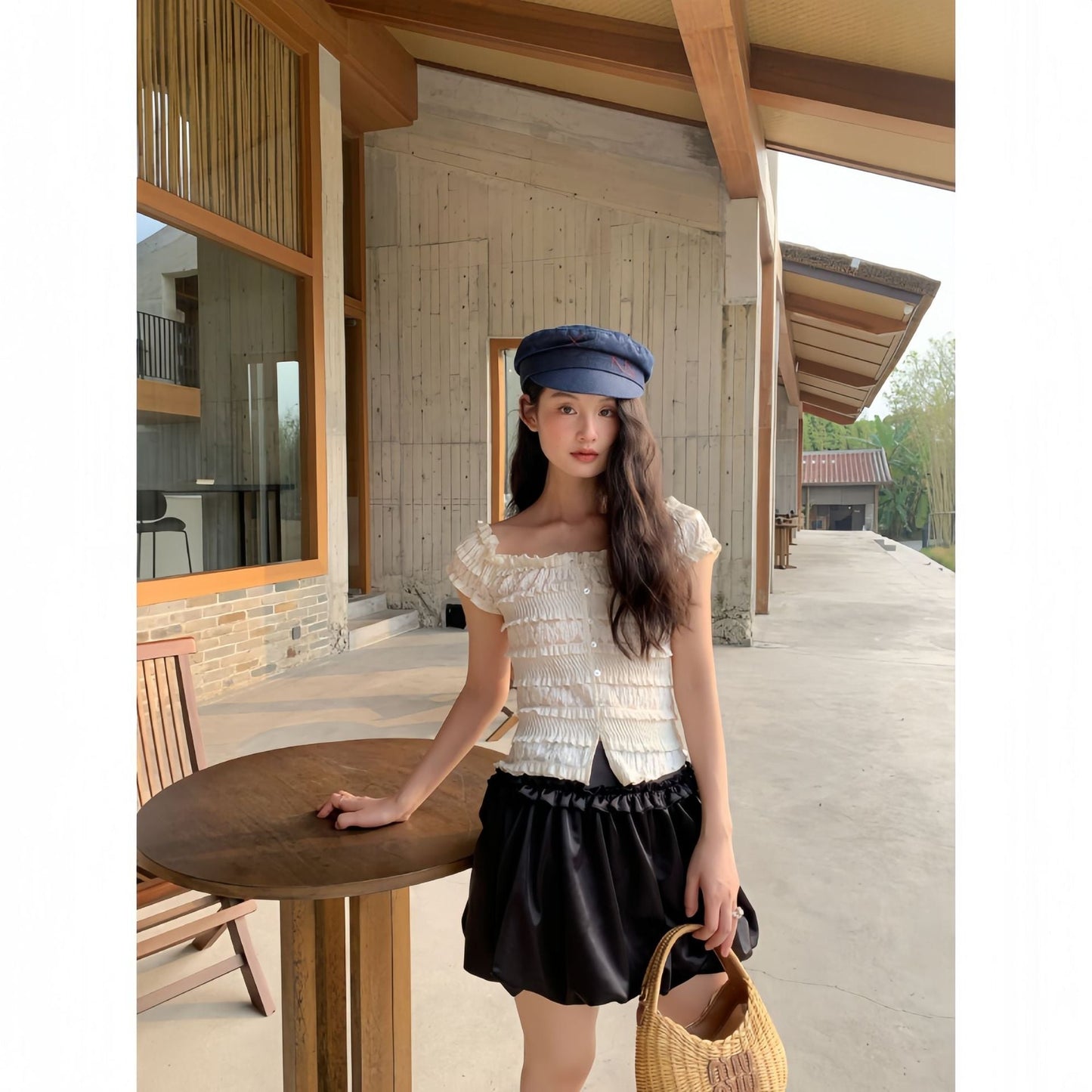Sweet age-reducing bud skirt high waist temperament puffy skirt