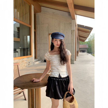 Sweet age-reducing bud skirt high waist temperament puffy skirt