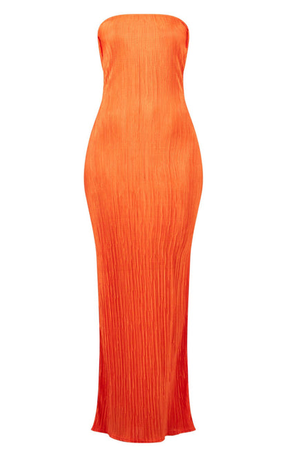 Trendy Pleated Tube Top Maxi Dress