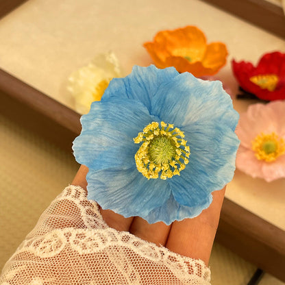 Spring and summer new simulated poppy flower hairpin pure desire atmosphere side clip photo hair accessories super fairy head flower hairpin
