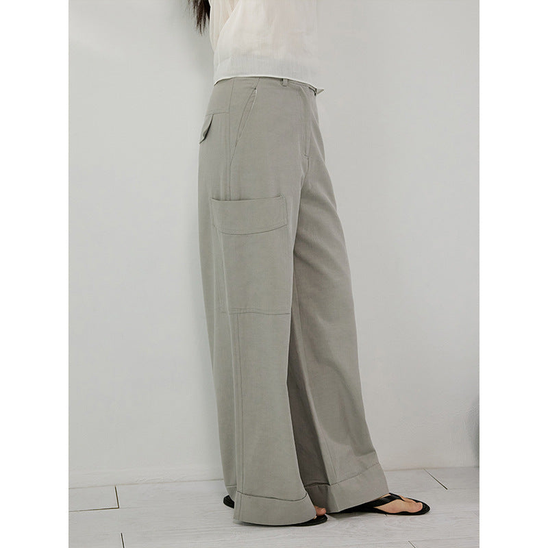 Loose wide-leg Tibetan meat and thin high-waisted summer tooling casual pants
