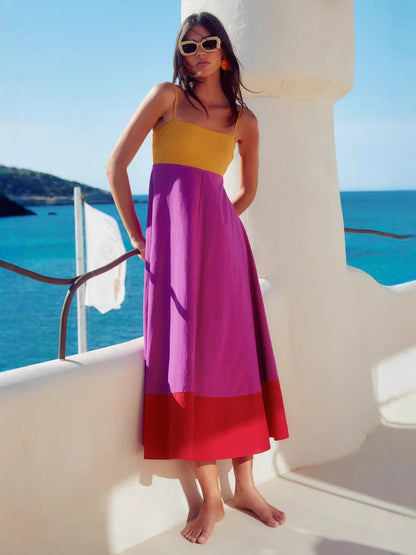 Color Block Cami Maxi Dress