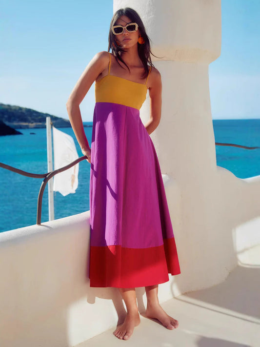 Color Block Cami Maxi Dress