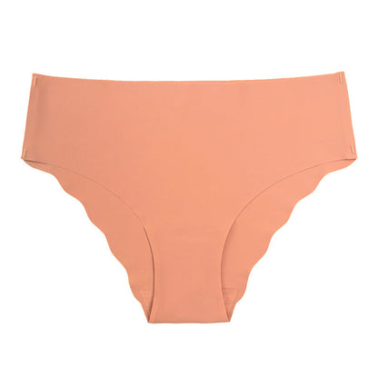 Large size seamless wavy edge panties women's soft breathable cotton women's ice silk briefs