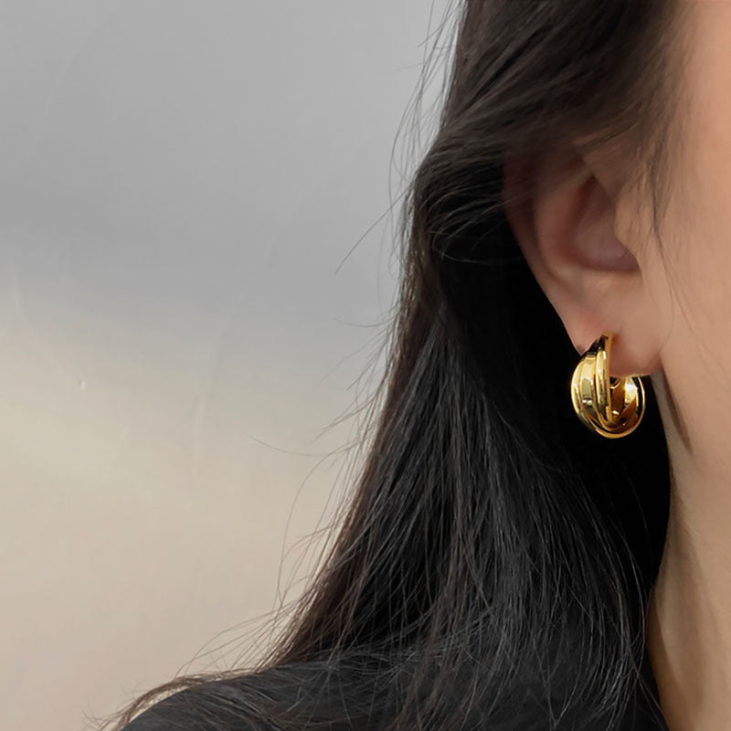 Premium sense metal mosquito coil disc loop earrings French ear clips can be worn without ear piercings, earrings are simple, fashionable and versatile