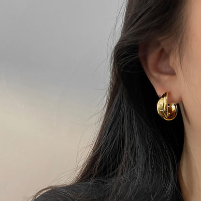 Premium sense metal mosquito coil disc loop earrings French ear clips can be worn without ear piercings, earrings are simple, fashionable and versatile