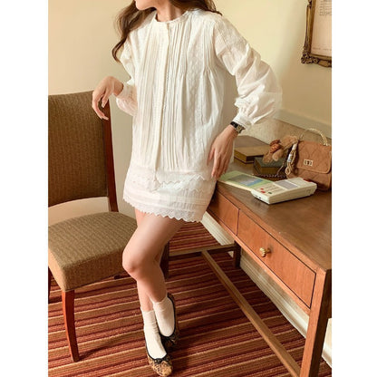 Lace Shirt and Skirt Set