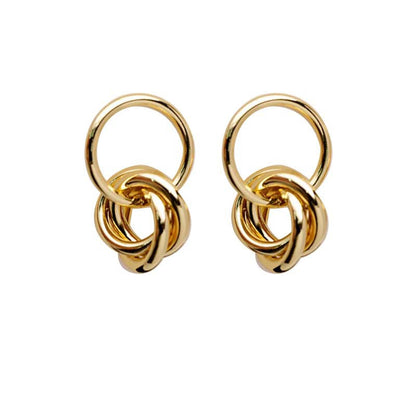 Wind gold circle geometric twist multi-layer twist earrings niche design sense fashionable versatile earrings