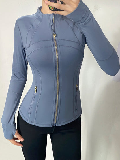 Yoga Jacket Women Long Sleeve Zip-Up Breathable Sports Fitness Top