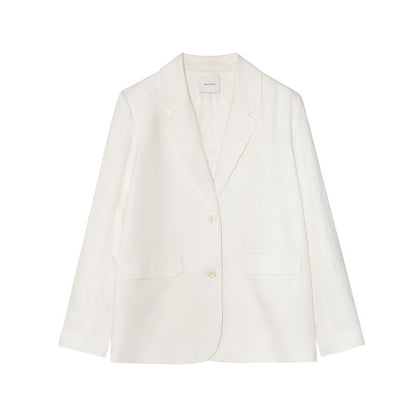 Heavy industry embroidered loose linen blazer