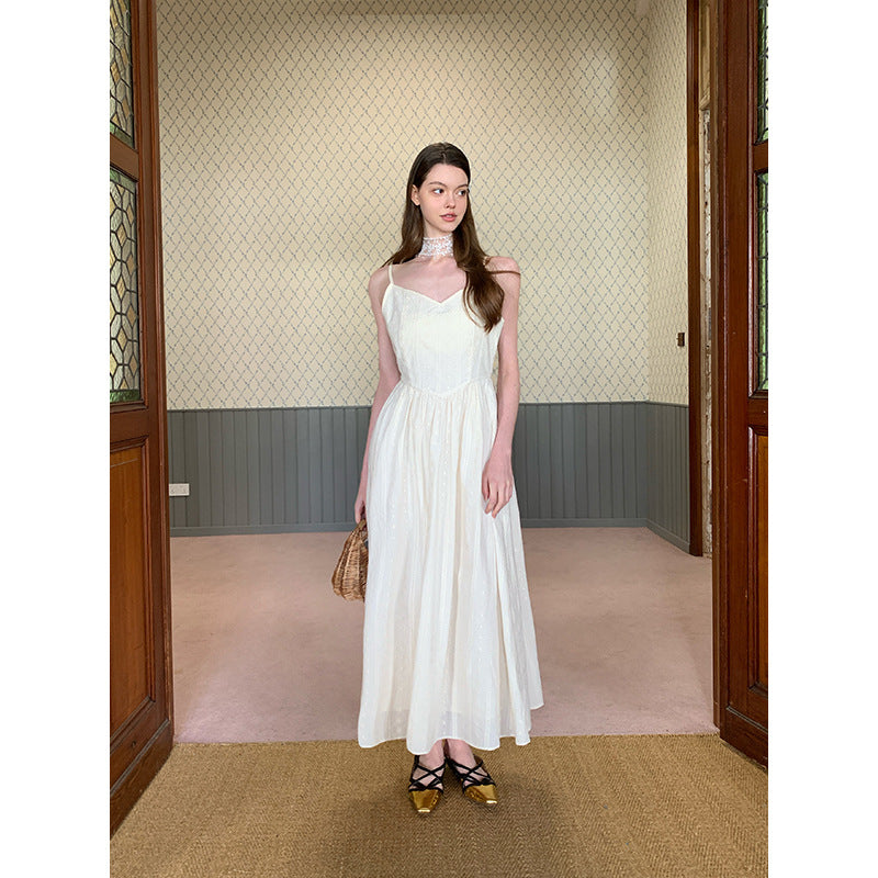 Lace Trim V-Neck Sleeveless Maxi Dress